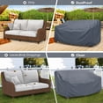 thumbnail image 5 of FLASHLUMI Heavy Duty Waterproof Outdoor Patio Sofa Cover, Windproof UV Resistant Furniture Protector with Buckles & Drawstring, Light Gray, 54"x37"x35", 5 of 6