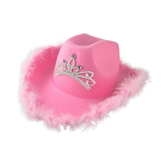 yuksok Cowboy Hat Wide Brim Decor Novelty Cowgirl Hat for Halloween Dancing Cosplay Pink