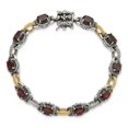 thumbnail image 4 of 925 Sterling Silver Artisan Oxidized Box Catch Closure With 14k 9.05Garnet 7.75inch Bracelet 8.3mm Wide -  Jewelry Gift, 4 of 6