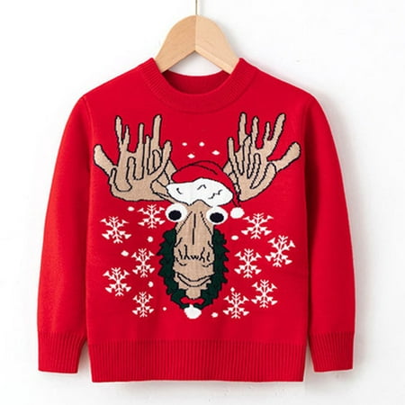

Sweater For Child Toddler Boys Girls Christmas Deer Snowflake Print Warm Knitted Long Sleeve Xmas Tops Knitwear Cardigan Coat
