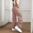 thumbnail image 5 of XFLWAM Cargo Pants for Women High Waisted Wide Leg Hiking Pants Baggy Stretchy Casual Trousers Y2K Trousers Streetwear with Pockets Pink XL, 5 of 8