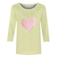 thumbnail image 4 of Penkiiy Valentines Day Shirts Women Cute Heart Shirt Casual Valentines Shirts for Women Long Sleeve Graphic Tees Tops M Khaki, 4 of 5