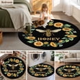 thumbnail image 5 of Round Rugs 7 Ft, Black Sunflowers Bees Non Slip Area Rugs for Kitchen Bedroom Entryway, Farmhouse Honey Floral Rings Washable Carpet Runner Rug Floor Mats for Bedroom Home Decor, 5 of 8