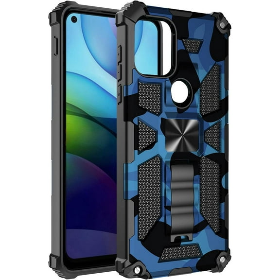 for Motorola Moto G10/G30 UW Ace Camouflage Design Case,Moto G20 Military Grade Heavy Duty Shockproof Case Built-in Magnetic Kickstand Cover for Motorola Moto G10 Power MC Dark Blue