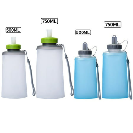 Collapsible Silicone Water Bottles - Pocket-sized Drinking Water Bottle , 500ML OR 750ML. - Easy To Clean And