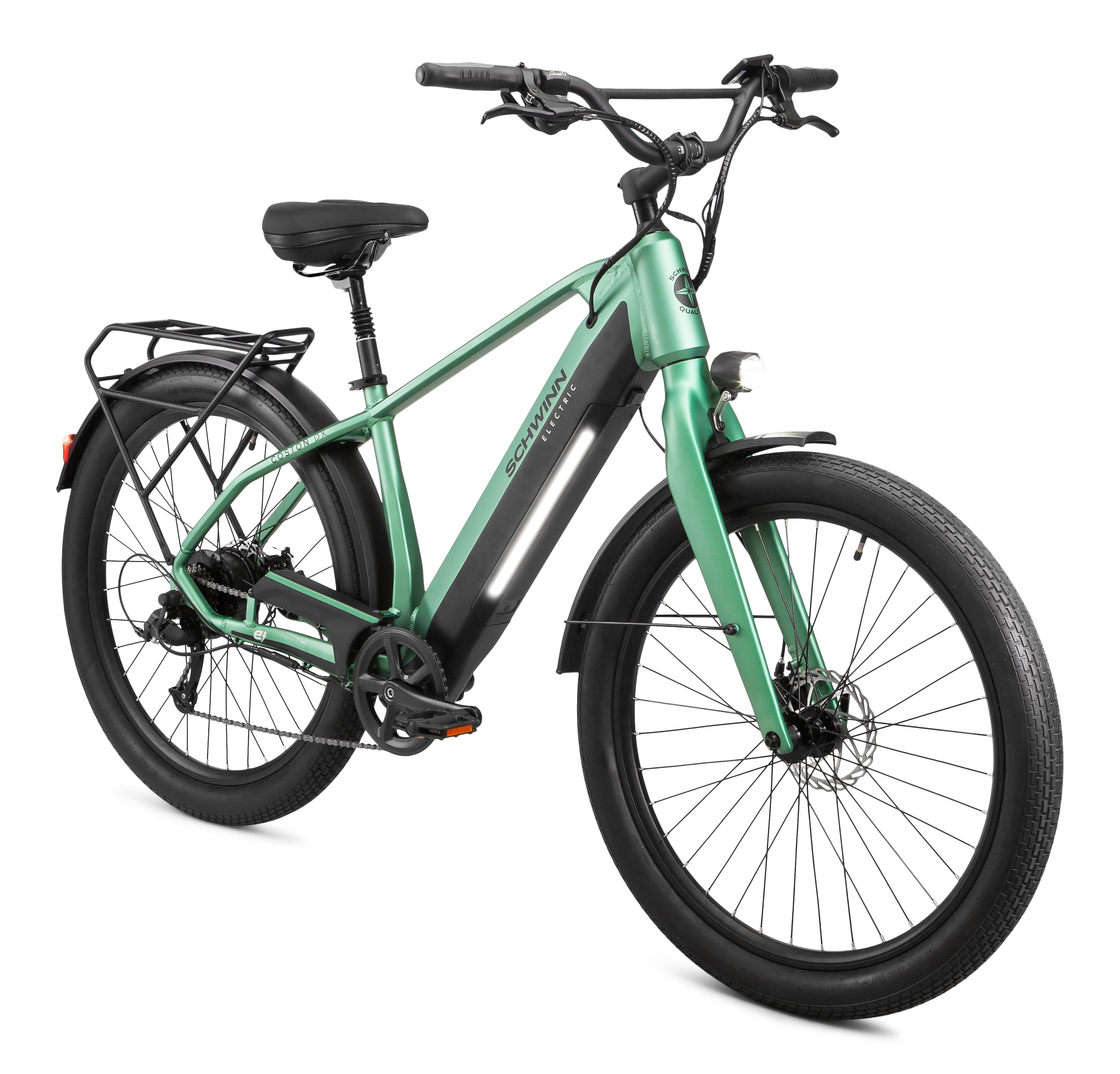 Schwinn Coston DX Lightweight Hybrid Electric Bike Pedal Assist 7 Speeds 27.5 inch Wheels Men s Frame Teal Walmart