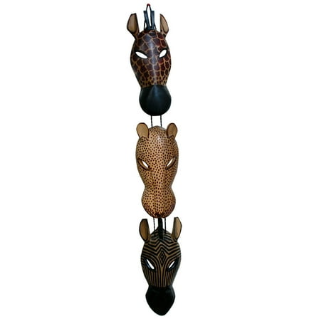 Stoneage Arts Inc Set of 3 Black and Brown Wildlife-Themed Animal Mask Wall Hanging Décor 7"