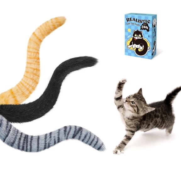 Potaroma Cat Wand Teaser, Interactive Toy with Realistic Tail, Catnip, Crinkle Sound, Hangable Design for Play and Exercise