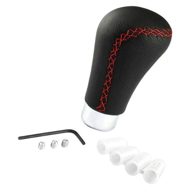 jinwen Gear Knob Aluminum Alloy PU Leather Modification Red Stitch
