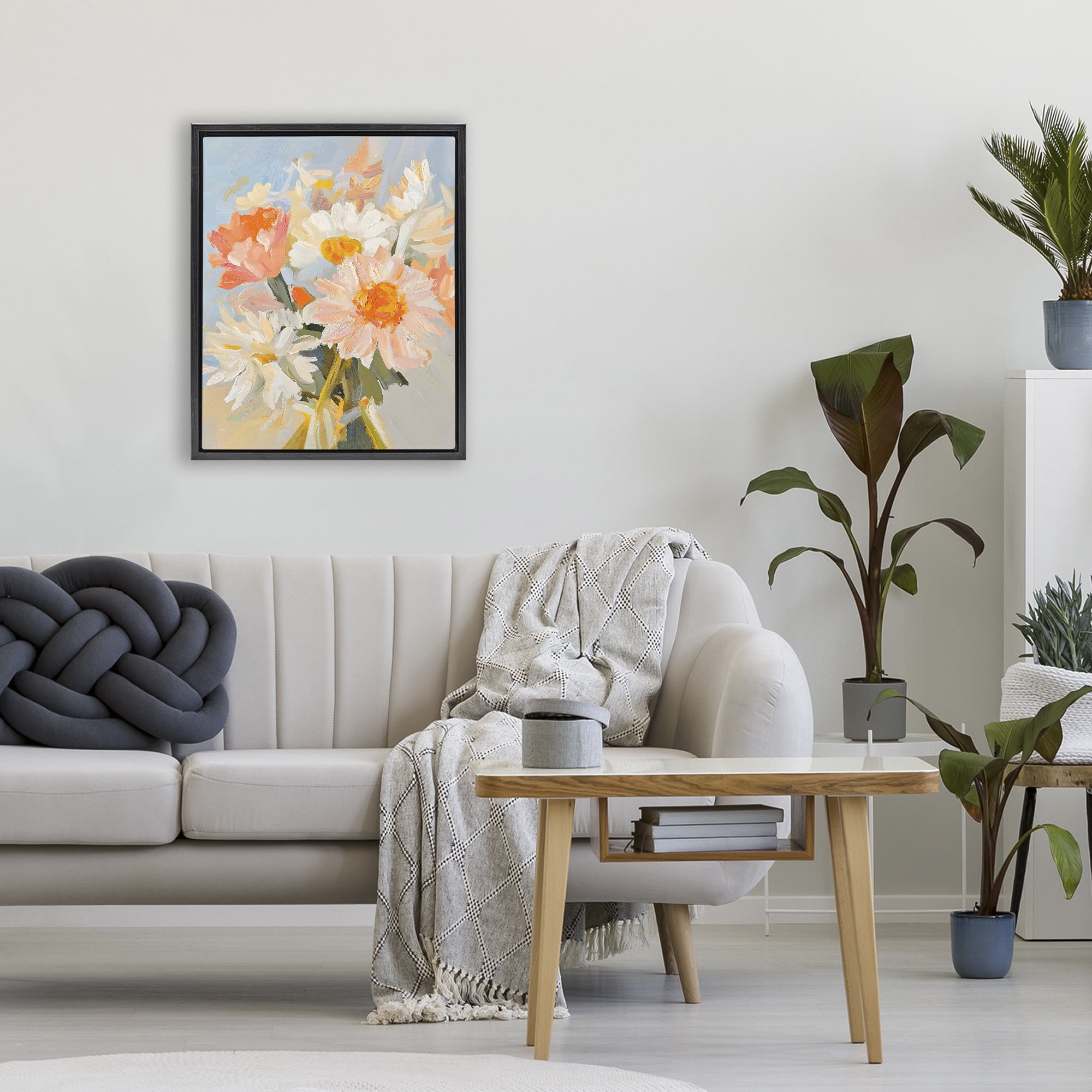 Stupell Industries Orange Spring Floral Bouquet Black Framed Floater Canvas Wall Art, design by The Prints Vibe
