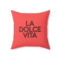 thumbnail image 4 of Square Pillow, Orange LA DOLCE VITA 1970's Typography Fashion Home Decor, Throw Cushion, Retro Pillow, Vintage Inspired Accent, Decorative, 4 of 9