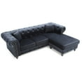 thumbnail image 3 of Passion Furniture Nola 98 in. Black Velvet L-Shape 3-Seater Sofa with 2-Throw Pillow, 3 of 5