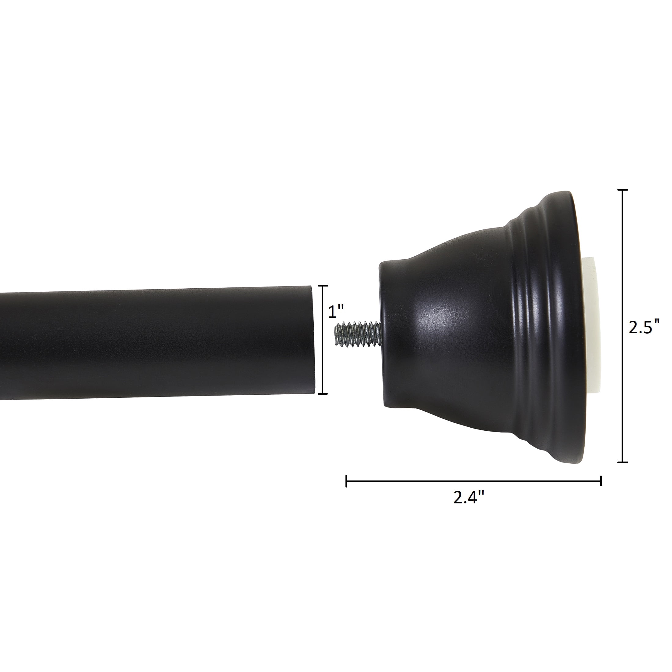Mayott Adjustable Shower Curtain Tension Rod with 12-Piece Hook Set in Black