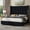 Black, variant on PLAUIN King Size Bed Frame with 58" tall Headboard, Velvet Upholstered Platform bed with Channel Tufted Wingback Headboard and Plating Trim, Black