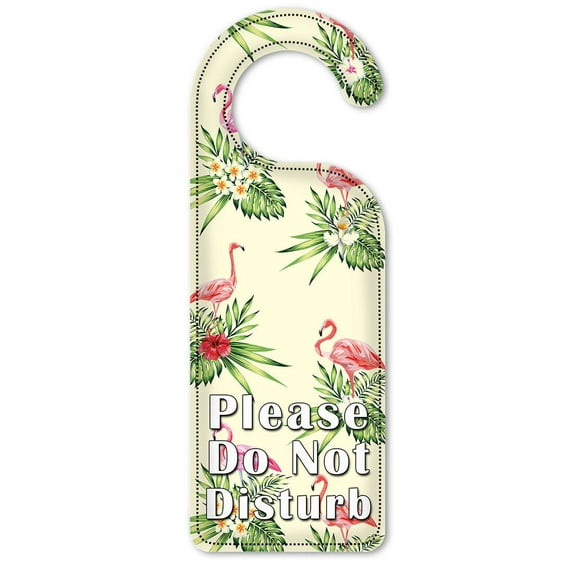 Do Not Disturb Door Knob Hanger Sign - Flamingo Toss