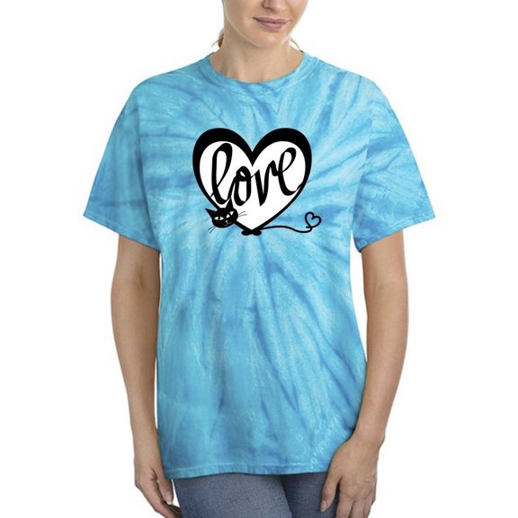 Love Heart Cat Art Tie Dye Cyclone Women -Image by Shutterstock, Female Medium