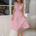 thumbnail image 4 of Womens Summer Casual Sleeveless Crewneck Swing Sundress Long Beach Dresses Floral Sexy Cutout Flowy Swing Midi Dress, 4 of 7