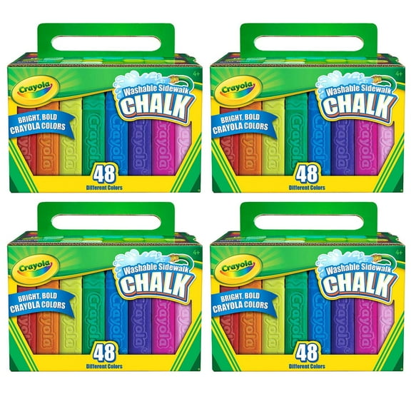 Crayola Washable Sidewalk Chalk, 48 Per Box, 4 Boxes