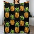 thumbnail image 3 of MDO Levens Pineapple Blanket Gifts for Women Girls Mom, Tropical Fruits Decoration for Home Bedroom Living Room Chair Office, Soft Comfort Fuzzy Lightweight Throw Blankets Black 50"x60", 3 of 6
