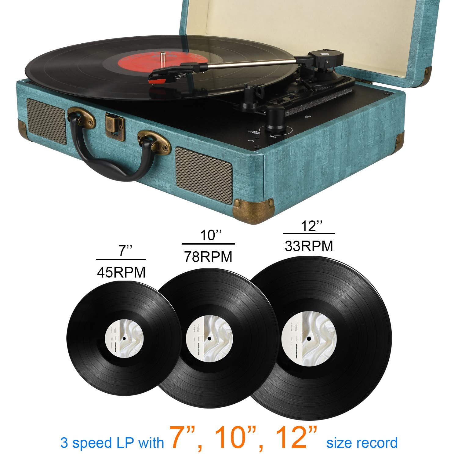 3 speed record player with speakers