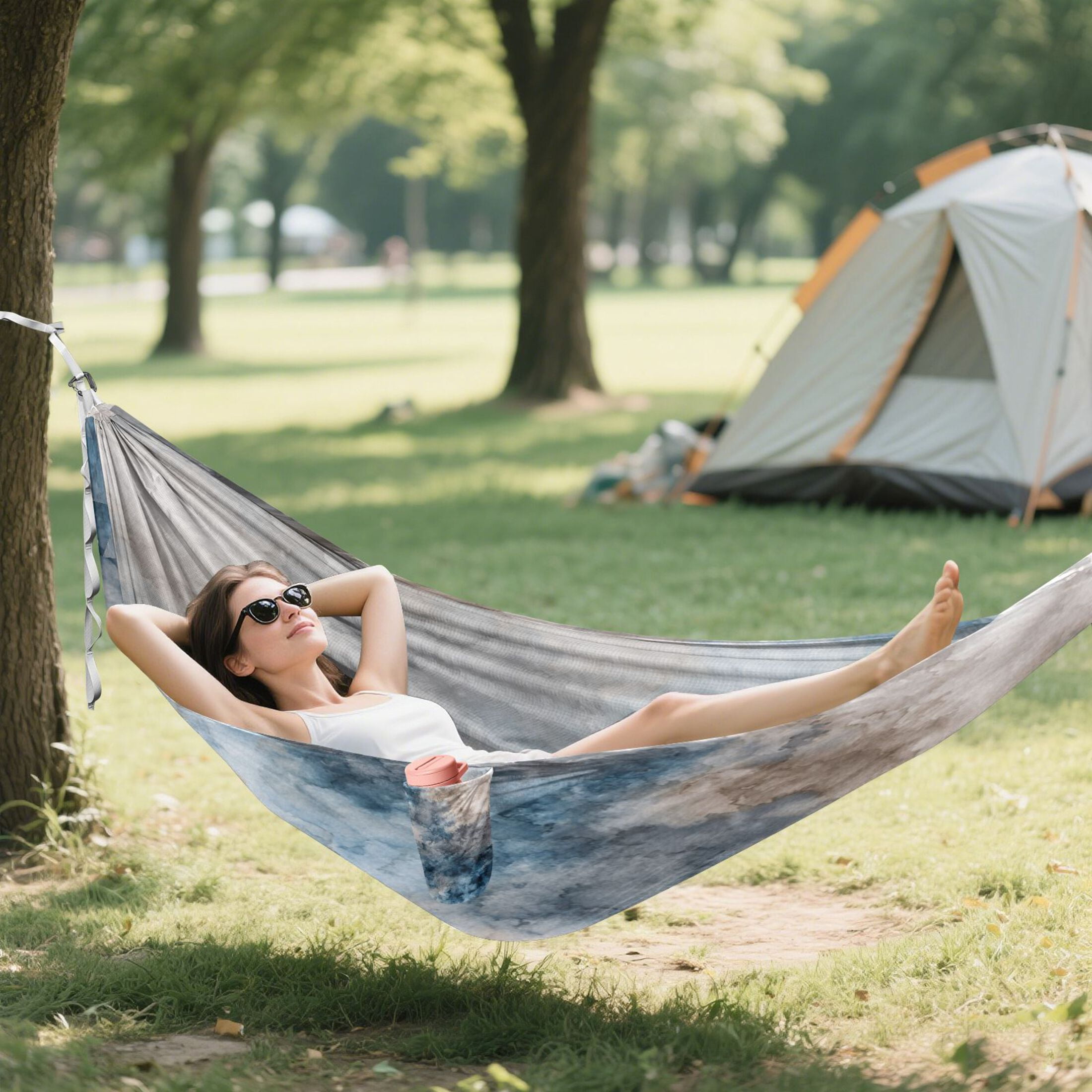 Hammock Camping Hammock Nylon Portable Hammock Travel Camping Hammock Watercolor Tie-dyel