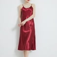 thumbnail image 4 of Defitshape Women's Sexy Satin Nightgown Spaghetti Straps Sleep Dress Summer Soft Silky Sleeveless Lightweight Summer Sleepwear Burgundy Large, 4 of 4