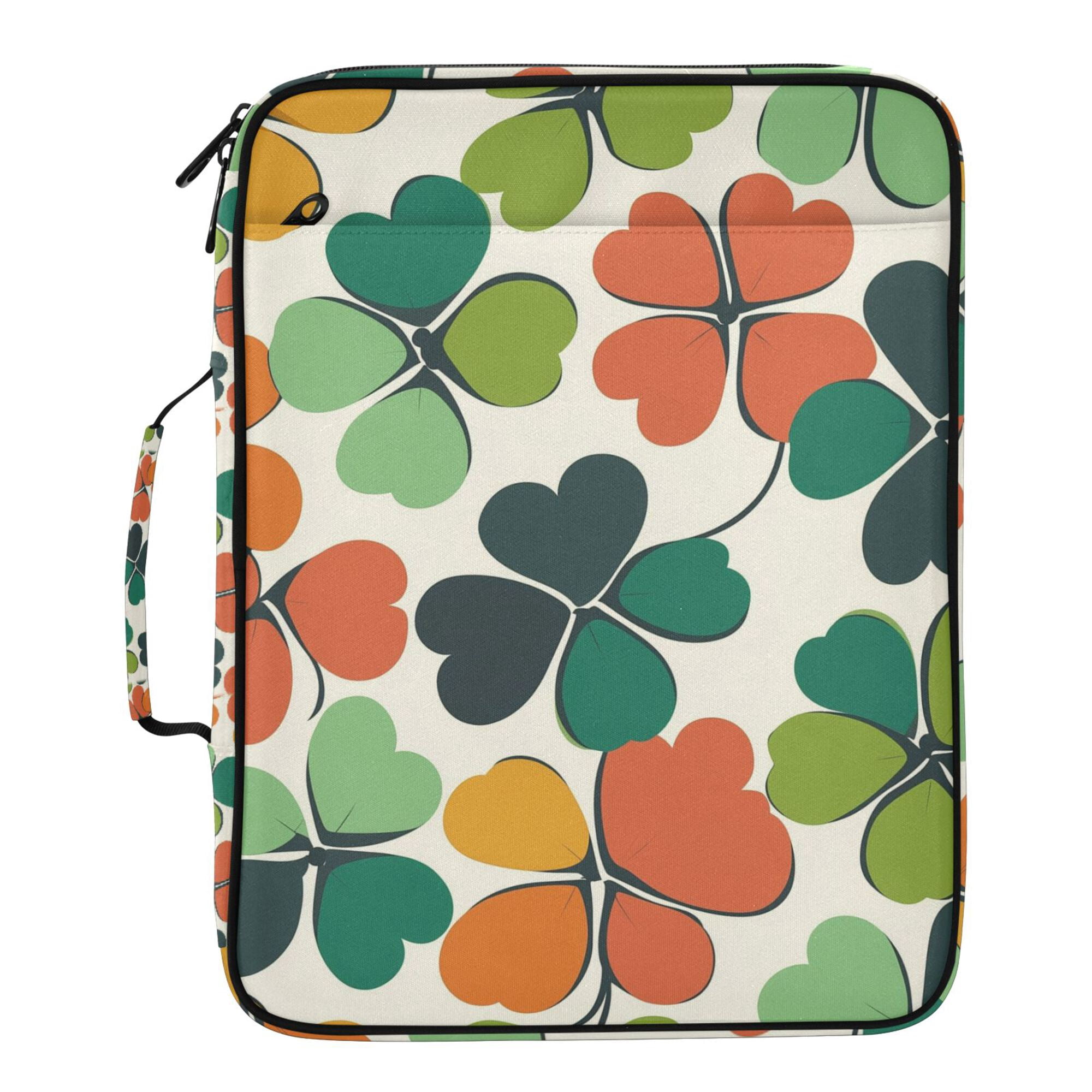 FORMRS Accordion File Folder A4 Size 7-Pocket Expanding Document Organizer Bag with 3 Ring Binder, White Clover Pattern