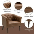thumbnail image 5 of UIXE Brown Barrel Club Chair Modern Arm Accent Chair Comfy Faux Leather Upholstered Armchair, 5 of 6