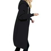 Winter Jackets for Women Fleece Lined Long Jackets Hoodies Zipper Sweatshirts Jackets Mid Length Coats with Pockets coats for women