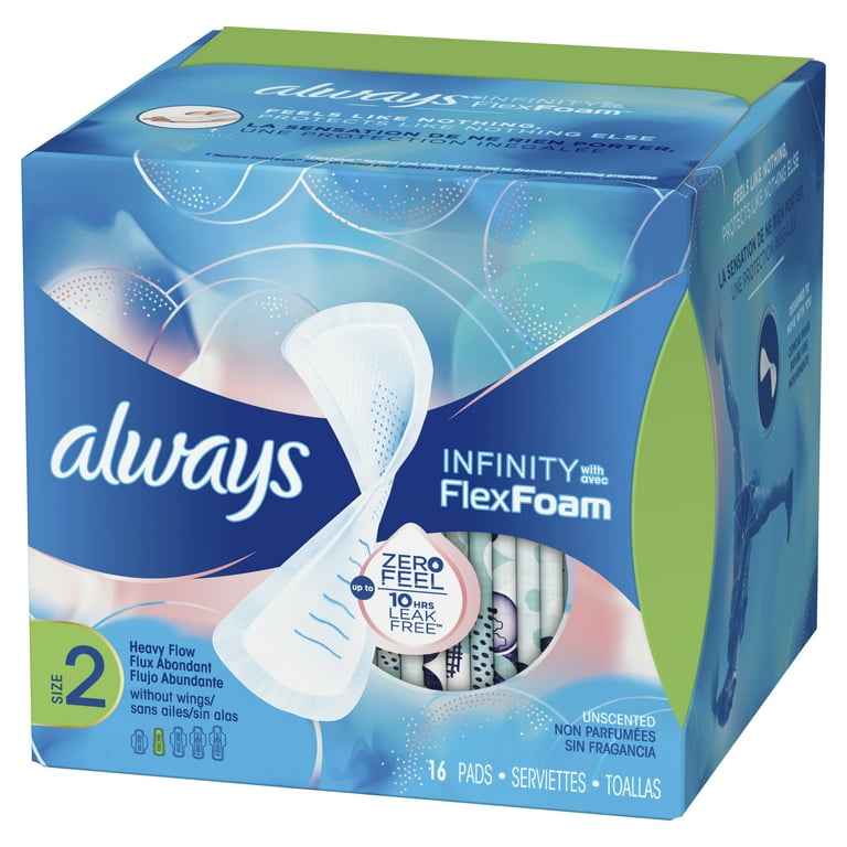 Always Infinity FlexFoam Pads, Unscented, Size 2, 16 Ct 