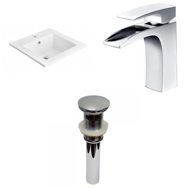American Imaginations 21-in. W 1 Hole Ceramic Top Set In White Color - Overflow Drain Incl. AI-29652