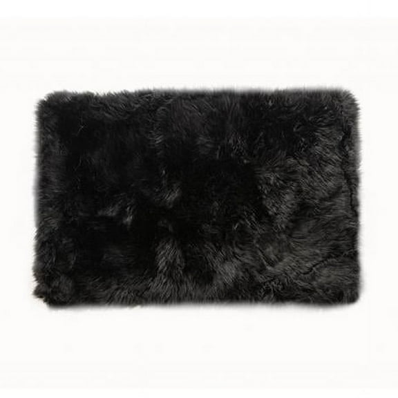 2 x 5 ft. Black Natural Rectangular Sheepskin Area Rug - Black - 2' x 5'