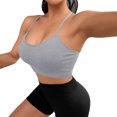 thumbnail image 3 of Women Summer Tops Women's Sports Bra Padded Crossback Bustier Without Underwire Spaghetti Straps Fitness Bra Push Up Stretch Longline Sports Top Top Compression Shirt Woman Supportive Tube GY1 One, 3 of 6