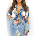 thumbnail image 4 of Womens Collared V Neck Blouse Tops Button Down Shirts African Printed Ethnic Style Blouses Long Sleeve Casual Loose T Shirt, 4 of 5
