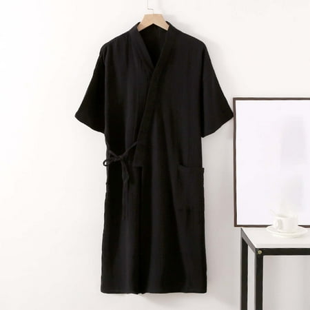 

Jeborah Men Pajamas Fashion Robe Bathrobe Three Quarter Sleeve Soft Autumn Pajamas