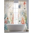 thumbnail image 5 of Vintage Coastal Sheer Curtains 96 Inch Length 2 Panels Set, Summer Beach Coral Starfish Nautical Voile Window Treatment Semi Sheer Long Curtains Drapes for Bedroom/Living Room/Kitchen 52"x96"x2, 5 of 7