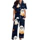 thumbnail image 4 of Pijama de manga corta con cuello vuelto para mujer, con bolsillos y estampado de Halloween, cintura elástica, de poliéster, 4 of 5