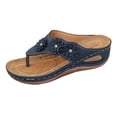 thumbnail image 2 of RotHome Womens Wedge Sandals Platform Flip Flops Comfortable Orthopedic Jelly Summer Dressy Thong Sandals Non Slip Outsole for Wedding Cruise Casual Navy, 2 of 9