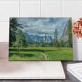 thumbnail image 2 of Yosemite Cutting Board, Yosemite Valley Meadows with Trees Fluffy Clouds Cliff Tourist Attraction Picture, Decorative Tempered Glass Cutting and Serving Board, Small Size, Grey Green, by Ambesonne, 2 of 5