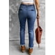 thumbnail image 2 of ABPHQTO Jeans de cintura alta con pierna recta y estampado de margaritas azules para mujer, 2 of 5