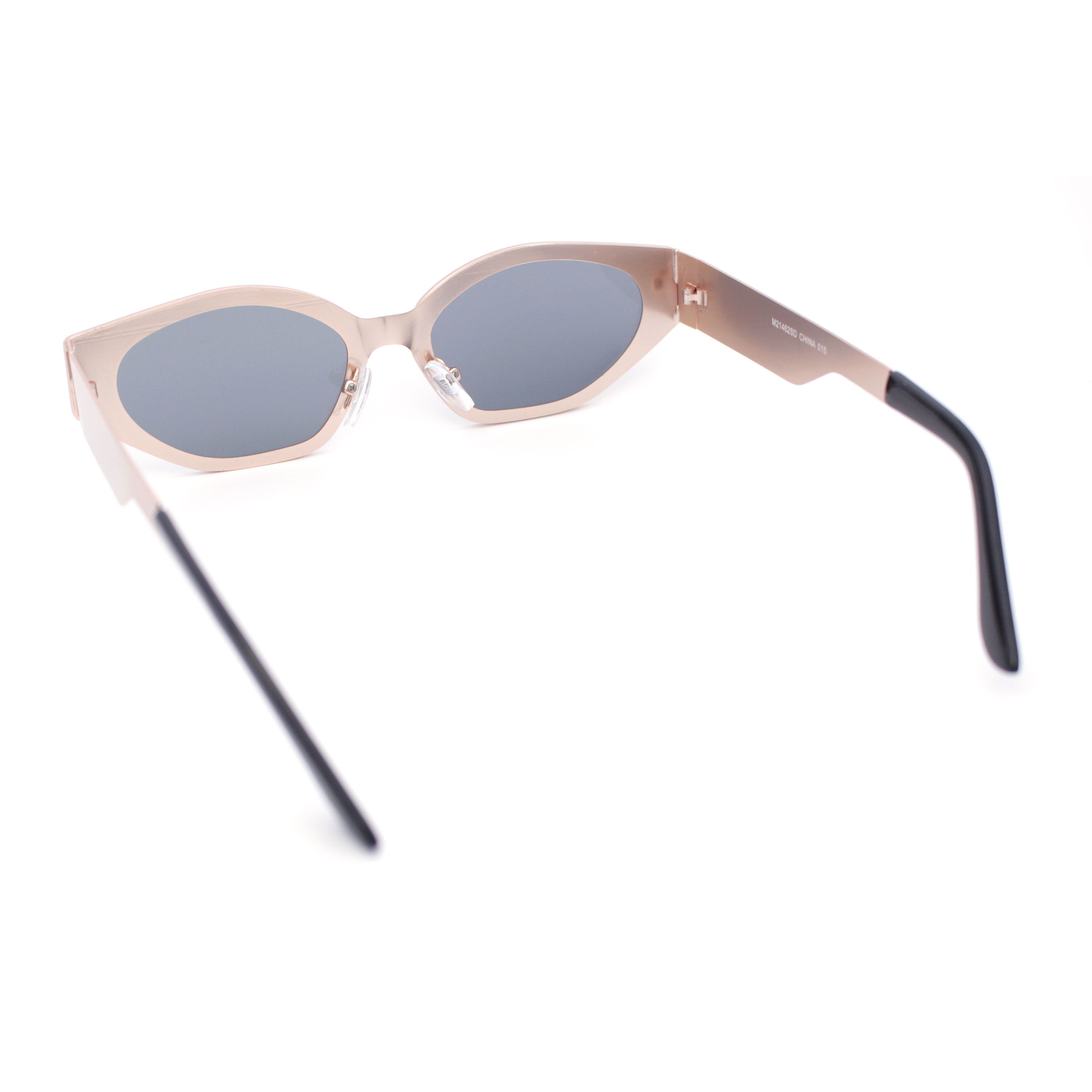 Metal Cat-Eye Vented Temple Detail Sunglasses Womens Tapered Thick Temple Subtle Cat Eye Inset Lens Metal  main image 2