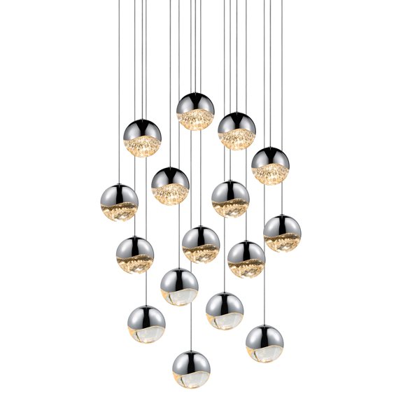 Sonneman 2923-Lrg Grapes 16 Light 24" Wide Led Suspension Multi Light Pendant - Chrome