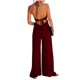 thumbnail image 3 of VISgogo Mujeres Casual Halterneck Mono Color sólido Verano Sin mangas Sin espalda Pierna ancha Romper Clubwear VISgogo moda, 3 of 9