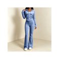 thumbnail image 5 of Zynoxe Womens Sweatsuits 2 Piece Set with Pockets Long Sleeve Zip Hoodie Top & Full Length Flare Pants Suit Comfy Velour Womens 2 Piece Outfits Versatile Solid Color Sweat Suits for Womens Silver S, 5 of 7