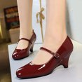 thumbnail image 2 of Women's Pumps High Heel Patent Leather Buckle Court Shoes 6CM Round Toe Party Dress Wedding Shoes, 2 of 6
