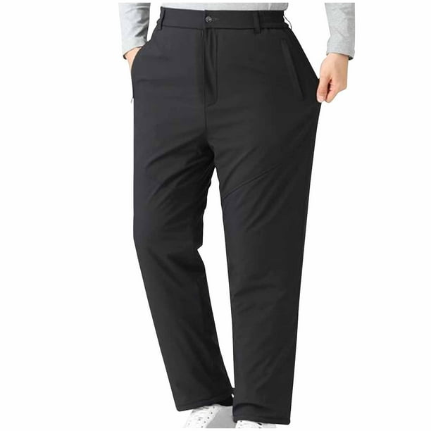 Pantalones largos para hombre, de color liso, de felpa gruesa, cálidos, con cintura elástica, informales, largos, de poliéster.