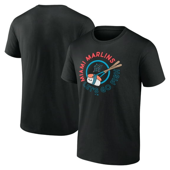 Men's Black Miami Marlins Let's Go Fish T-Shirt