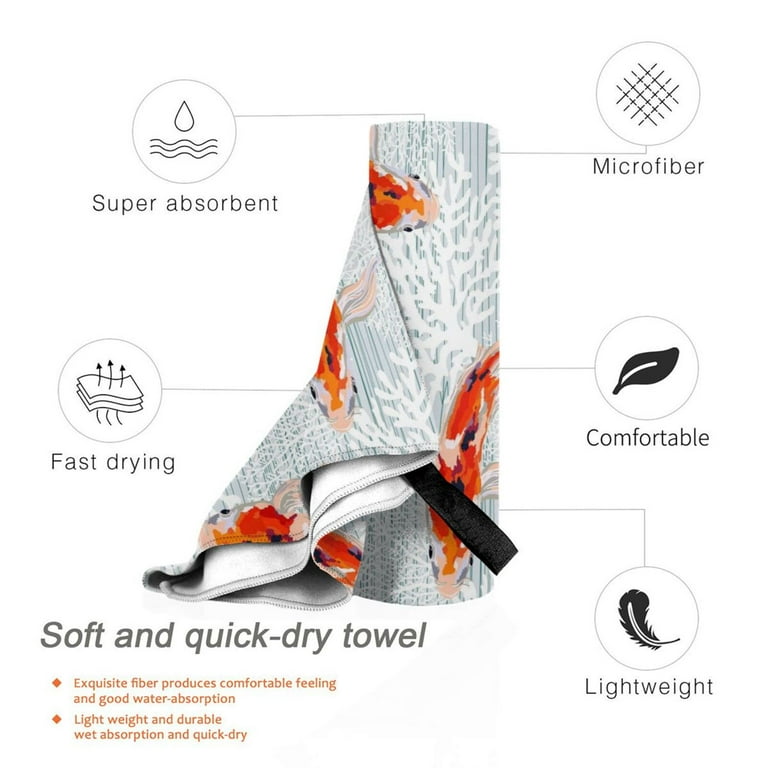 Adobk Koi Fish Corals,Spring Summer Beach Towel 27.5X55 Sand Free Quick  Dry Towel Travel Towel Swim Pool Gym Camping For Adults Women Men Kids  Beach Accessories Vacation Gift 