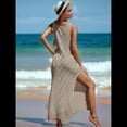 thumbnail image 4 of Vestido de Crochet para Mujer, Sin Mangas, de , con Abertura Caqui Talla Única, 4 of 8
