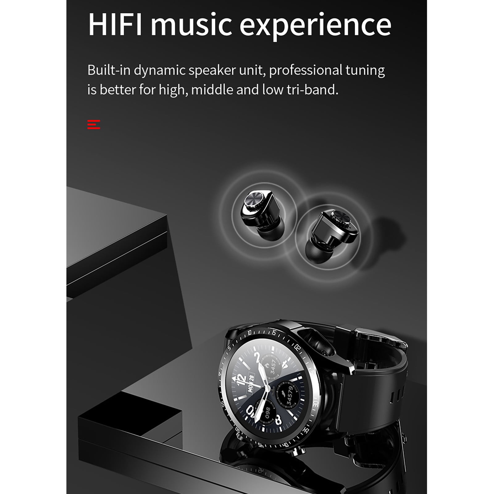 Smart Watches for Women Men - Bluetooth Watch With Earbuds, Round Fitness Watch With Pedometer, Calories, Sleep Monitor, Stress Monitor For IOS And